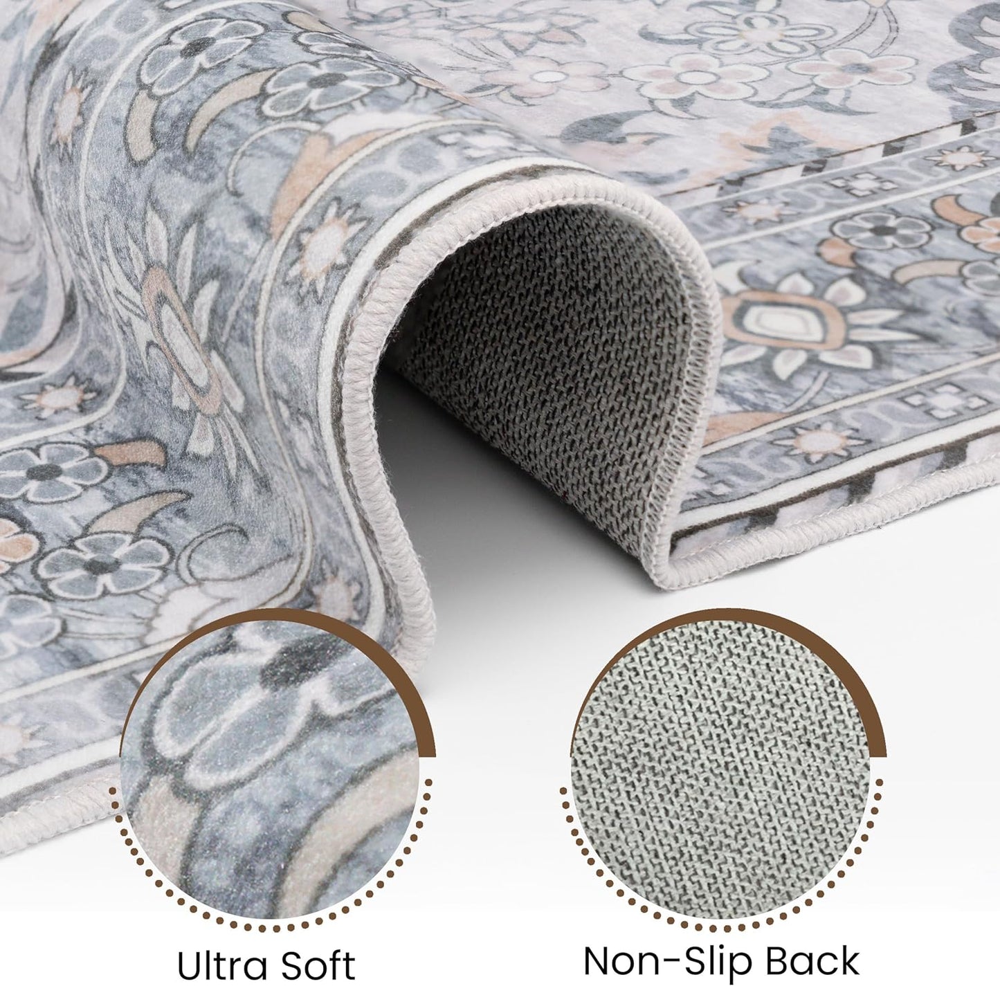 Washable Runner Rug 2x6 | Non Slip Rug Runners for Hallways, Entryways, Kitchens, Bathrooms, Bedrooms | Ultra-Soft Flannel Carpet Runners with Rubber Backing (Frosted Taupe, 2x6)