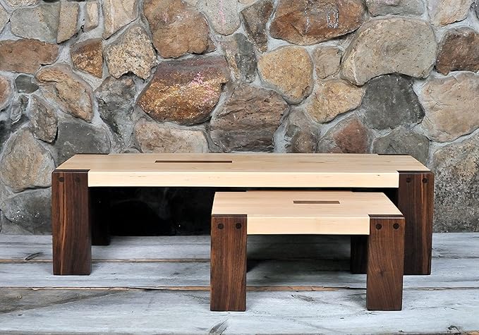 Jonathan Alden Step Stool, Solid Walnut and Maple