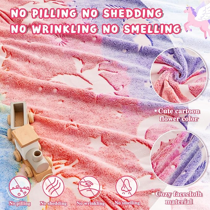 inhand Unicorn Toys Glow in The Dark for Blanket,Unicorn Gifts for Girls Age 1 2 3 4 5 6 7 8 9 10 11 12 13 Birthday Halloween Christmas Cute Soft Room Decor Kids Blanket 50"X60"