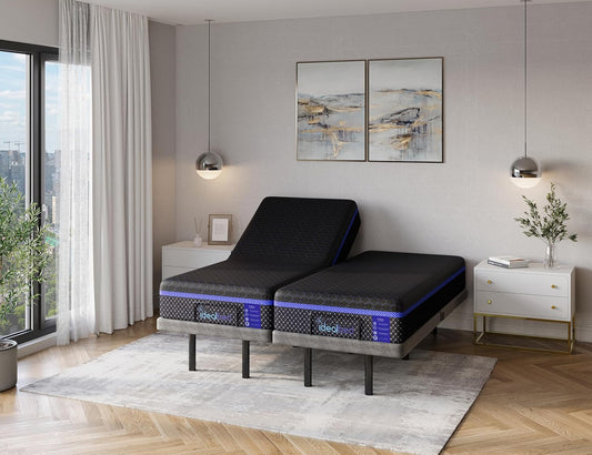 iDealBed S4 Nebula Luxury Hybrid Mattress + 5i Custom Adjustable Bed Sleep System, Comfort, Cooling & Support, Advanced Silent Operation, Wallhugger (Nebula Medium Firm, Split Queen)