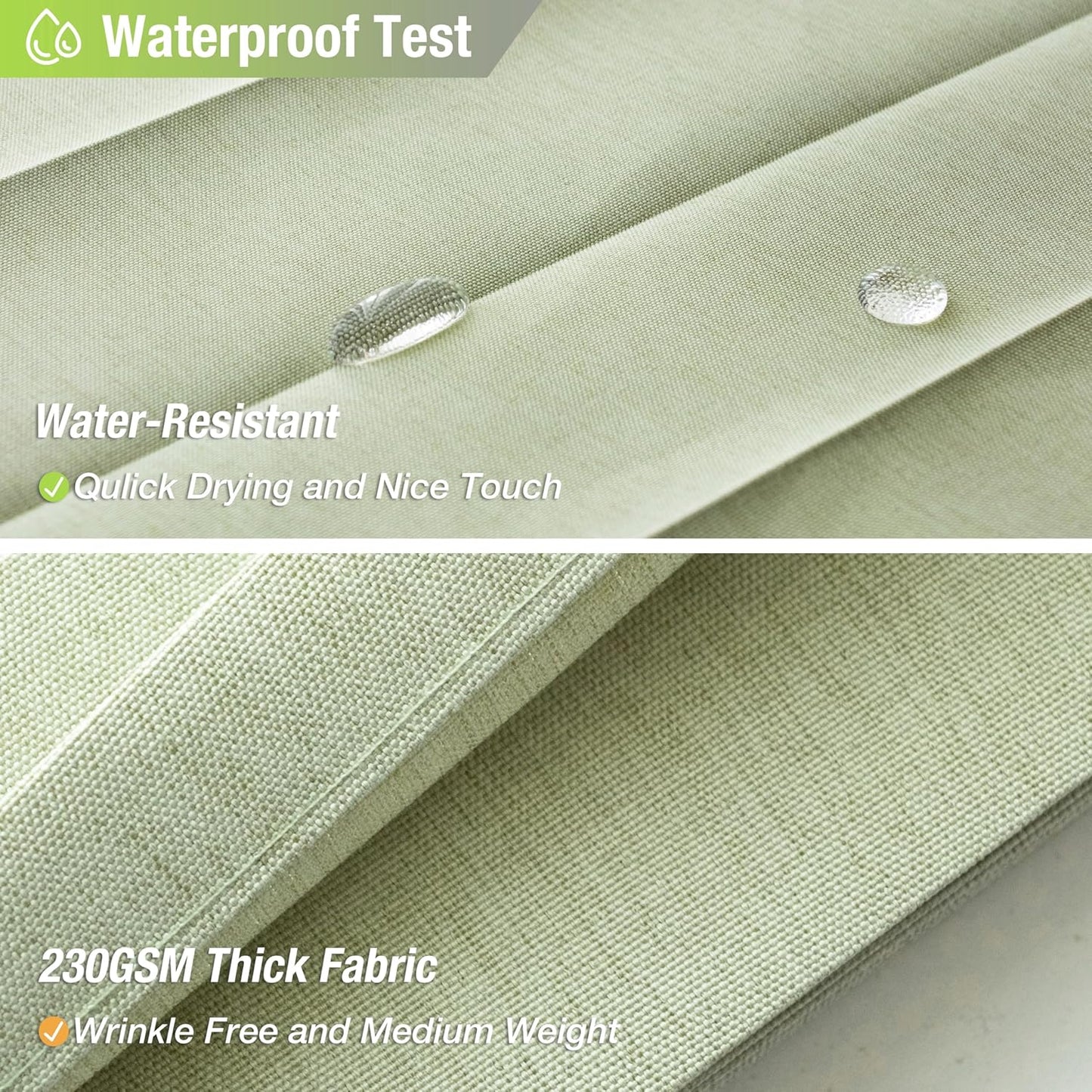 Jubilantex Folding Linen Shower Curtain for Bathroom Sage Waterproof Shower Curtain 1 Panel with 14 Metal Grommets and 1 Tie Back for Hotel,70"x70"