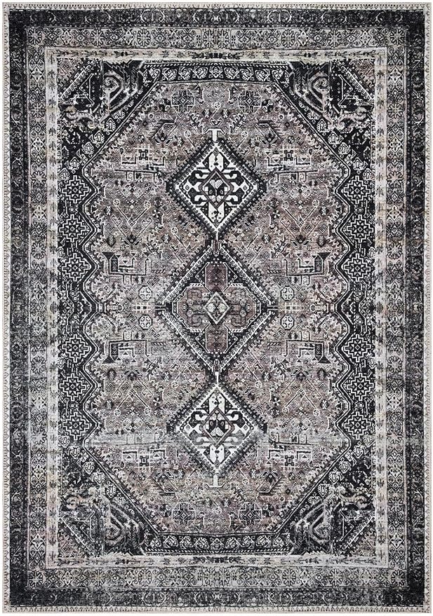 Keen Home Design 8x10 Rug - Machine Washable Area Rug with Non-Slip Backing, Ideal for Living Room, Dining Room, Bedroom - Vintage, Easy Clean, Durable, Low Pile Rug - (8' x 10')