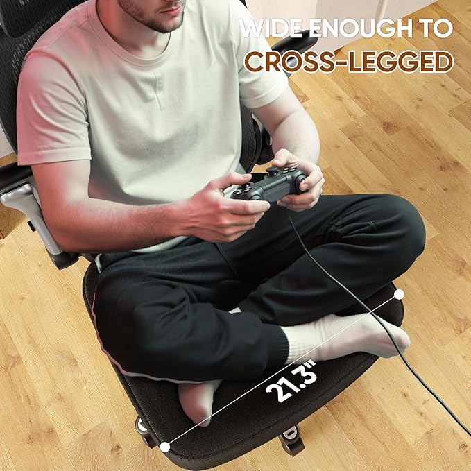 GABRYLLY Ergonomic Office Chair, Home Mesh Desk Chair with Adjustable Lumbar Support, 5D Arms & Wide Seat, 135° Recline Big and Tall Computer Chairs for Work Gaming, Heavy Duty,300LBS