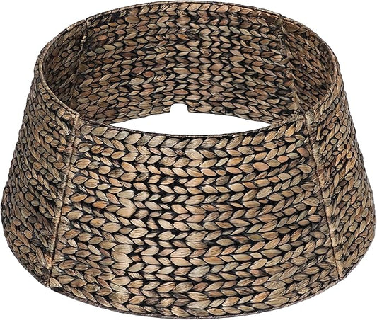 CENBOSS Rattan Christmas Tree Collar, Wicker Tree Skirt & Stand Base Cover (Black Wash, 36 inch)