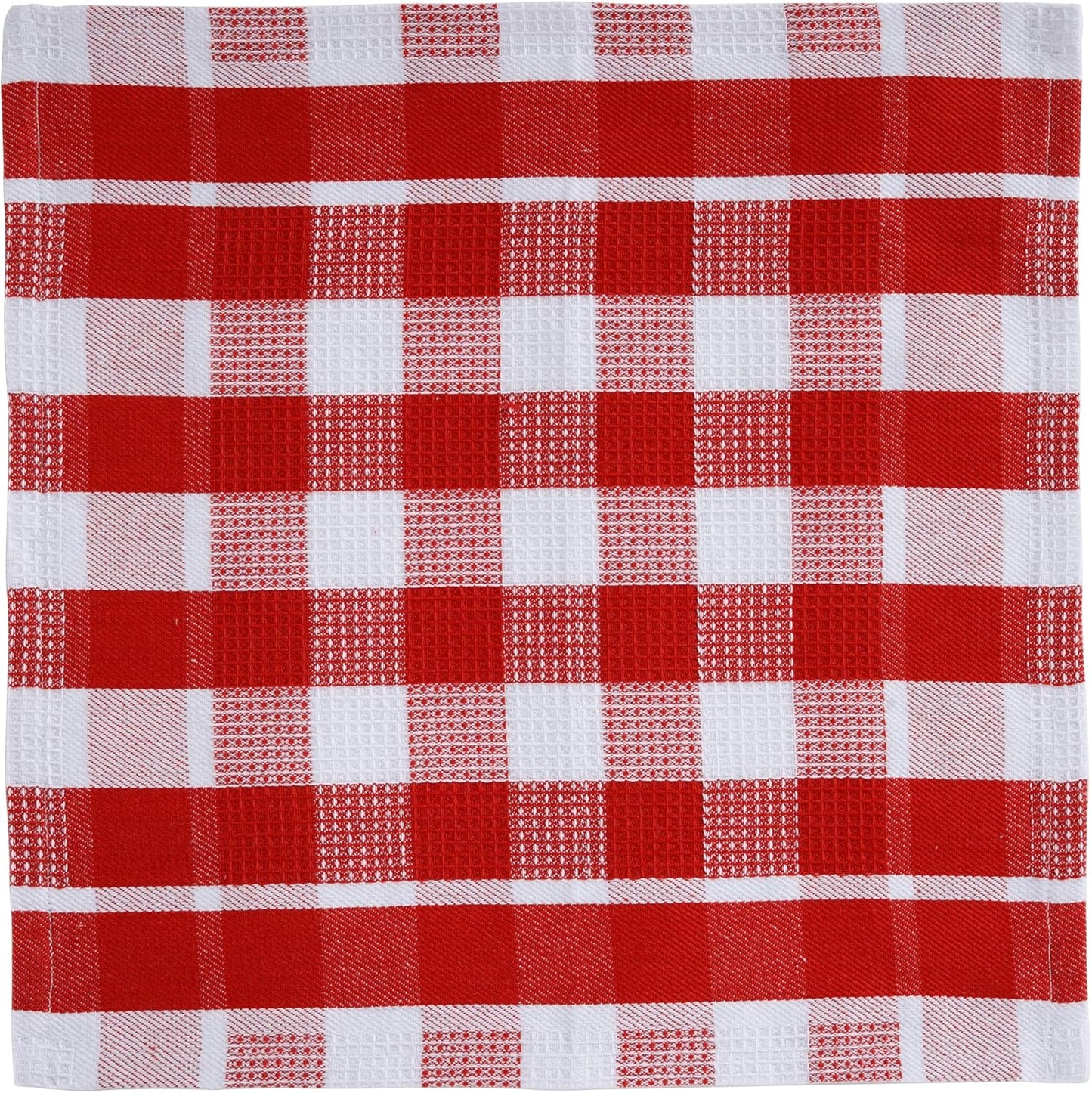 LANE LINEN 100% Cotton Kitchen Dish Cloths, Ultra Soft Absorbent Quick Drying Dish Towels, Multiweave Wash Cloths Dish Towel Sets, 13x13 Inches, 12 Pack - Red