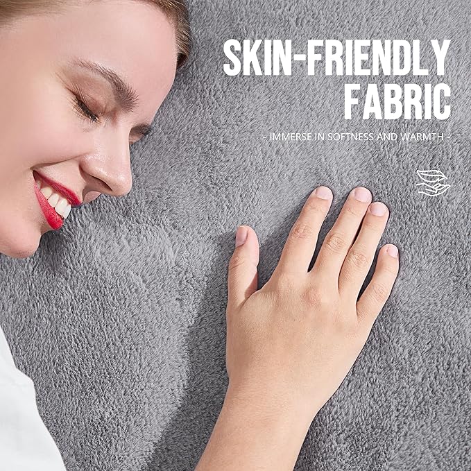 Hobestluk 5ft Bean Bag Chairs for Adults Large Beanbag Chair with Plush Faux Fur Cover Big Bean Bag Chair for Living Room Bedroom Dorm Office - Grey (50” x 50” x 24”)