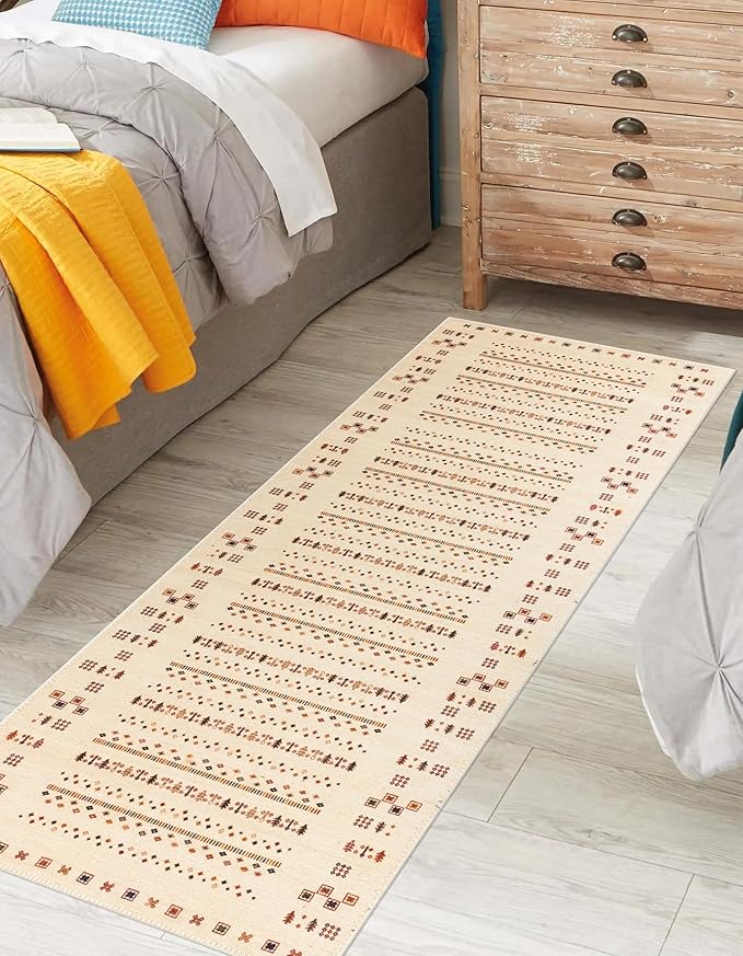 Keen Home Design 2x10 Rug - Machine Washable Runner Rug with Non-Slip Backing, Ideal for Hallway, Entryway, Kitchen, Laundry Room - Vintage, Easy Clean, Durable, Low Pile - (2'6" x 10')