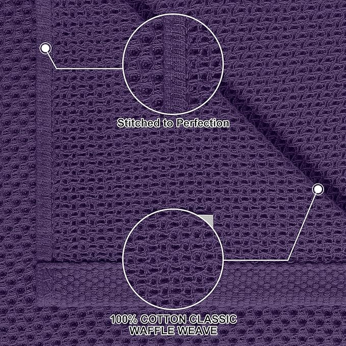 Homaxy 100% Cotton Kitchen Towels and Dishcloths Set, 12 x 12 Inches and 13 x 28 Inches, Set of 12 Bulk Kitchen Towels Set, Ultra Soft Absorbent Dish Cloths for Washing Dishes, Eggplant