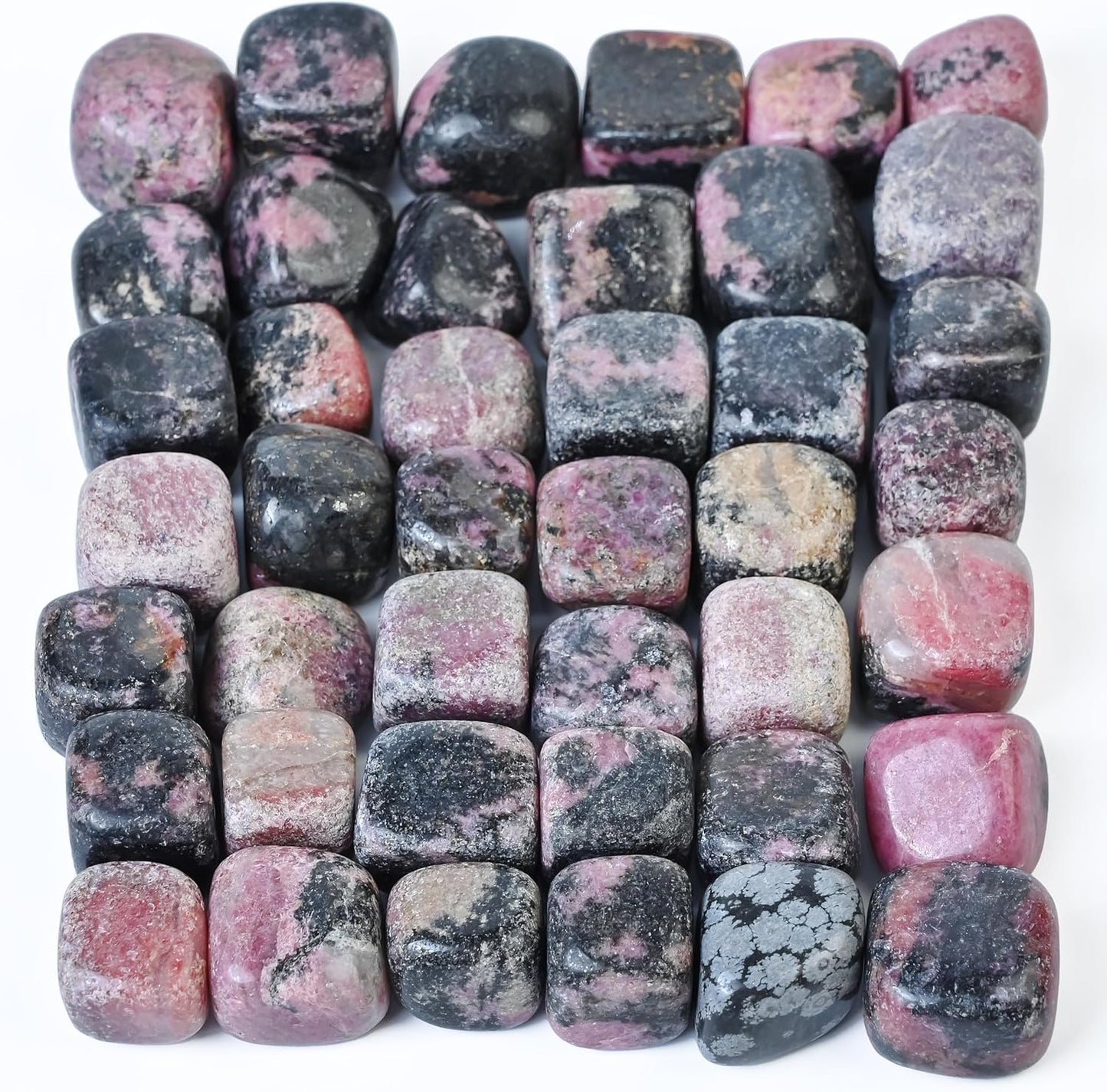 Crocon 1lb Rhodolite Tumble Stones Stones Set | Pocket Crystal Healing Gemstones | Tumble Collection Palm Stone | Good Luck |Charm Gift Craft | Home Decor Size: 20-25 mm