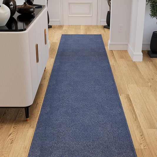 Ottomanson 2'7" x 4' Ultra-Thin Entryway Rug - Durable Non-Slip Mat for High-Traffic Areas - Fits Under Doors for Easy Entry - Ideal for Front Door, Hallway, Kitchen, Bathroom & Mudroom, Navy