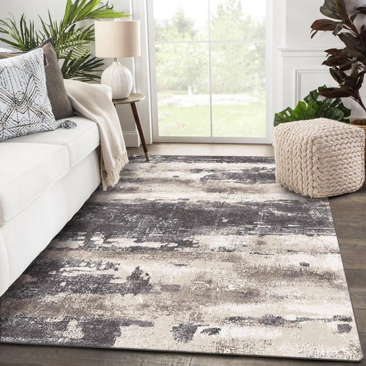 Area Rugs for Bedroom Living Room Machine Washable Large Modern Abstract Print Soft Entryway Runner Rug, Non Slip Carpet with Gripper, Brown 3x5