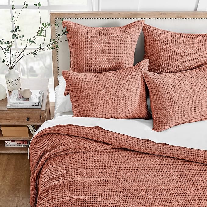 Levtex Home Mills Waffle Twin XL/Twin Quilt Set (68x86in) with 1 Pillow Sham (26x20in) - Adobe - 100% Cotton Twin Size Quilt Bedding Set - Lightweight, Soft, Pre-Washed