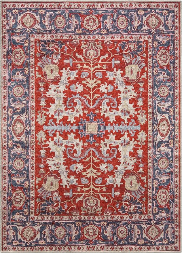 Keen Home Design 4x6 Rug - Machine Washable Area Rug with Non-Slip Backing, Ideal for Living Room, Dining Room, Bedroom - Vintage, Easy Clean, Durable, Low Pile Rug - (4' x 6')