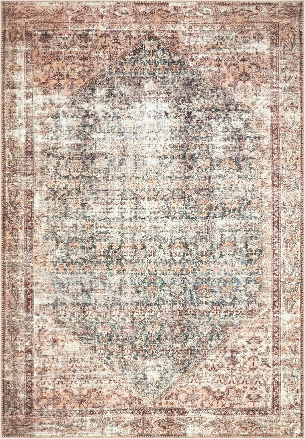 Keen Home Design 6x9 Rug - Machine Washable Area Rug with Non-Slip Backing, Ideal for Living Room, Dining Room, Bedroom - Vintage, Easy Clean, Durable, Low Pile - (6' x 9')