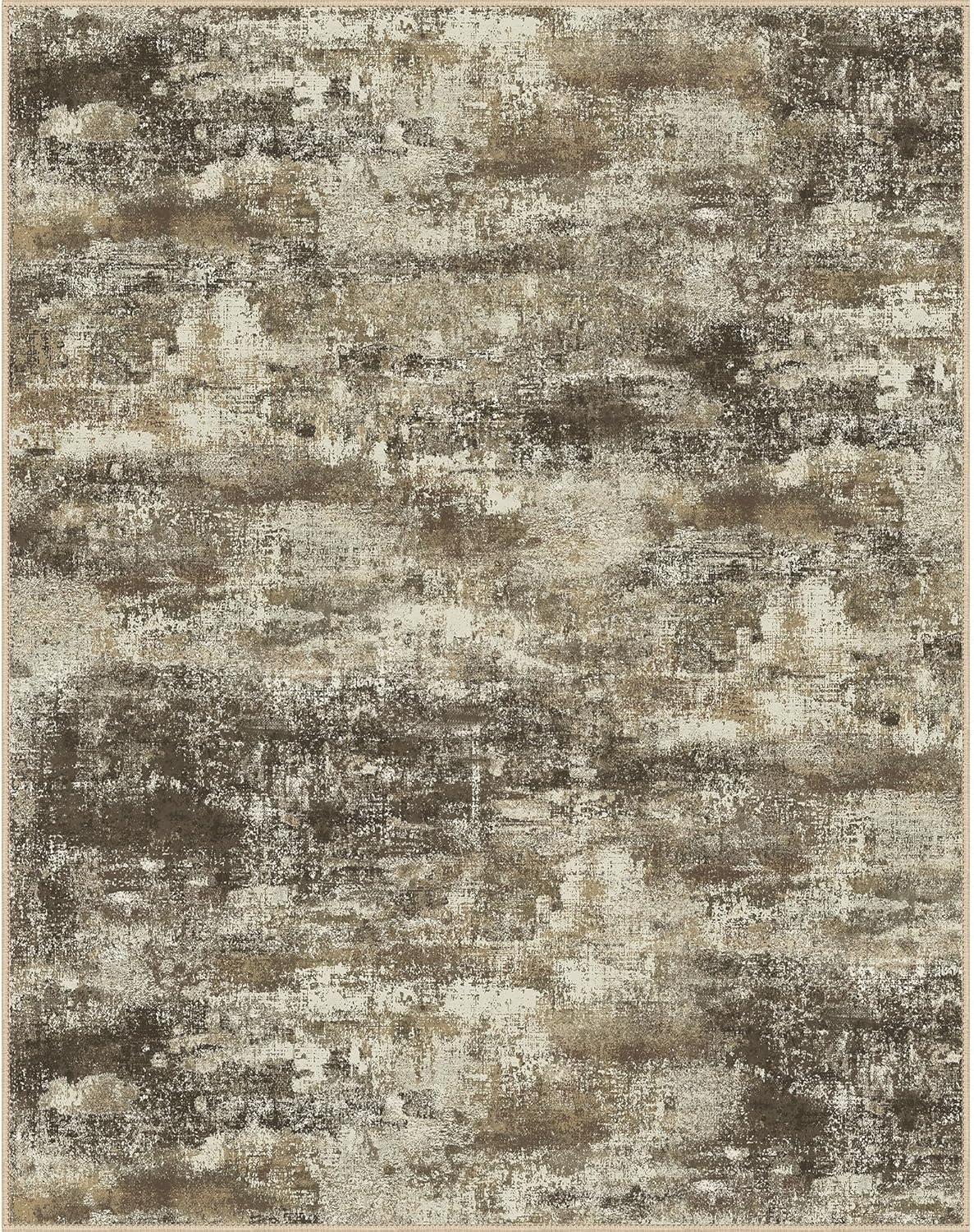 Area Rugs 10x12 for Living Room Bedroom, Modern Abstract Machine Washable Rug, Large Soft Low Pile Floor Cover with Non Slip Backing for Dining Room, Brown