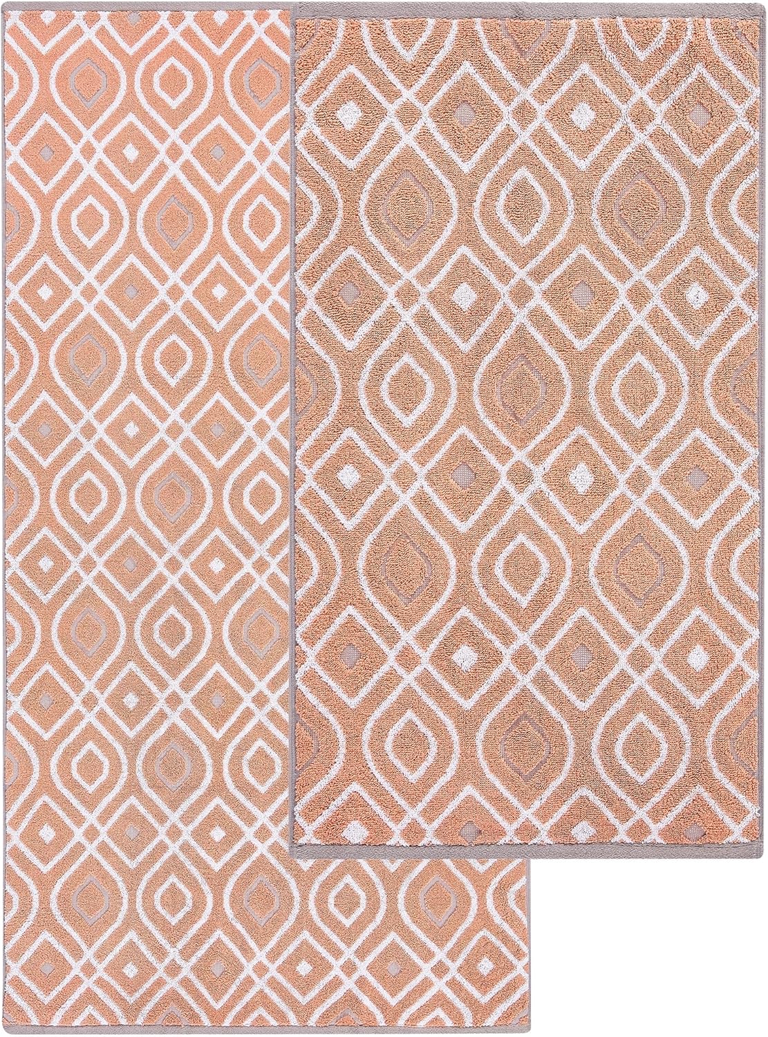 Modern Threads Oxford 6-Piece 100% Cotton Towel Set – Yarn Dyed Jacquard & Solid – Includes 2 Bath Towels, 2 Hand Towels, 2 Washcloths – Absorbent, Quick Dry, Soft & Durable – Orange