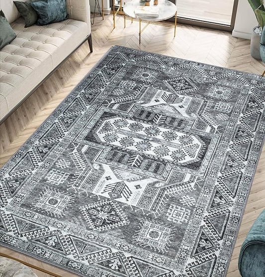 Keen Home Design 9x12 Rug - Machine Washable Area Rug with Non-Slip Backing, Ideal for Living Room, Dining Room, Bedroom - Vintage, Easy Clean, Durable, Low Pile - (9' x 12')