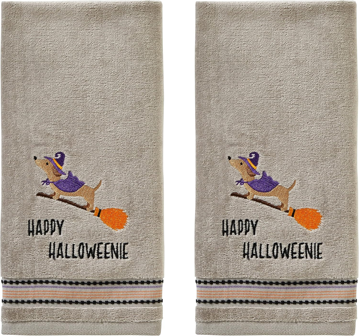 SKL Home Halloween Happy Halloweenie Hand Towel Set for Bath/Kitchen/Bar & Gift, 2 Count