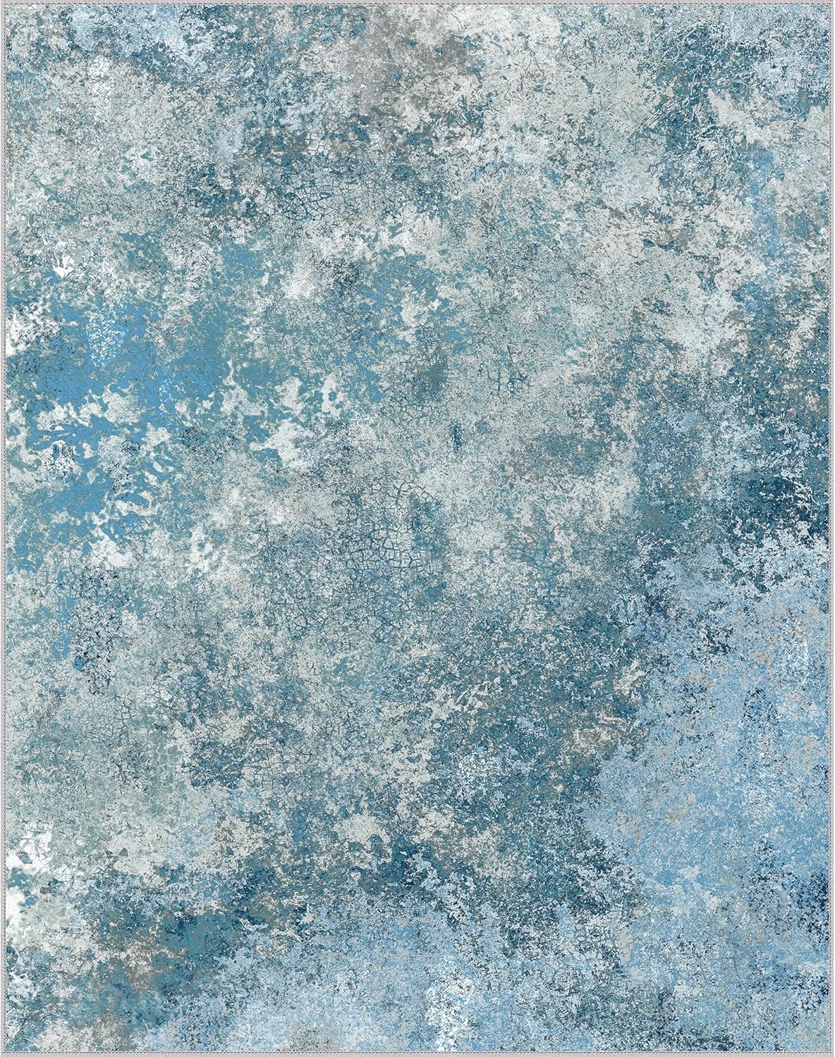 Area Rugs 8x10 for Living Room Bedroom, Modern Abstract Machine Washable Rug, Large Soft Low Pile Floor Carpet with Non Slip Backing for Dining Room, Ice Blue Beige