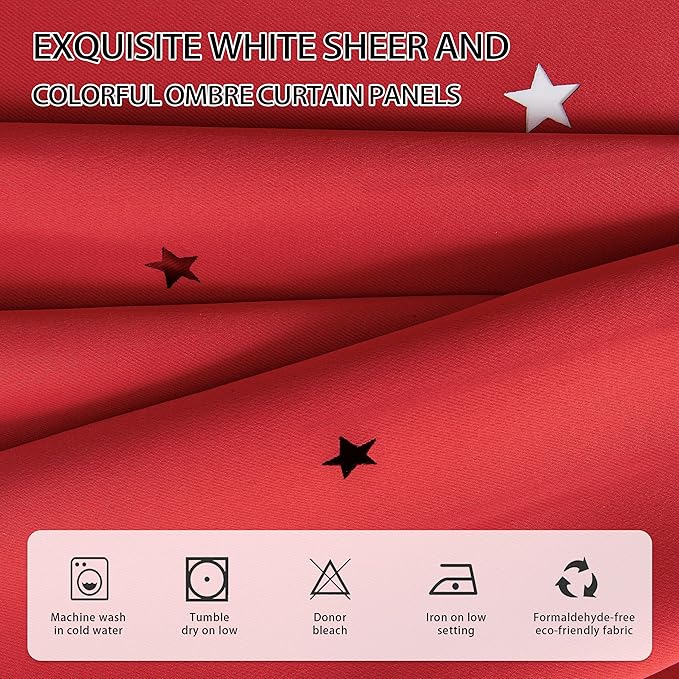 XiDi Red Black Out Curtains for Bedroom Windows Girls Bedroom Decor, Unicorn Curtains for Kids Room 2 Panel 34/72/2