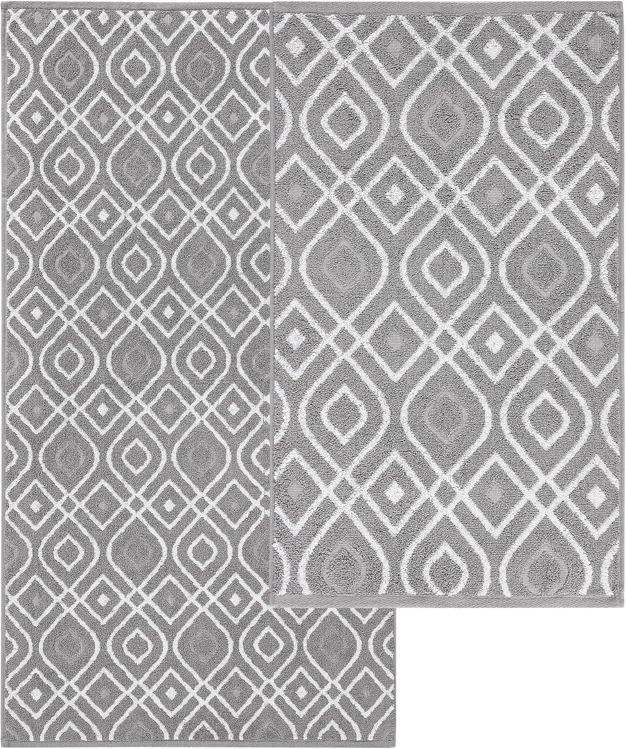 Modern Threads Oxford 6-Piece 100% Cotton Towel Set – Yarn Dyed Jacquard & Solid – Includes 2 Bath Towels, 2 Hand Towels, 2 Washcloths – Absorbent, Quick Dry, Soft & Durable – Gray