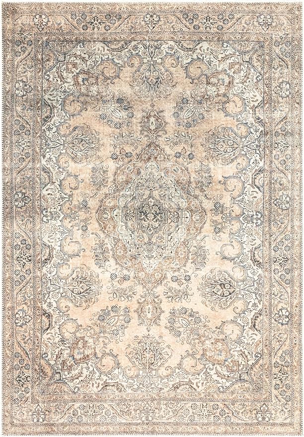 Keen Home Design 5x7 Rug - Machine Washable Area Rug with Non-Slip Backing, Ideal for Living Room, Dining Room, Bedroom - Vintage, Easy Clean, Durable, Low Pile - (5' x 7')