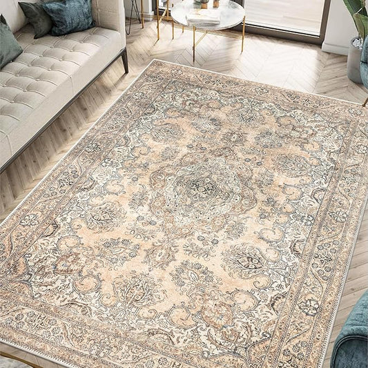 Keen Home Design 9x12 Rug - Machine Washable Area Rug with Non-Slip Backing, Ideal for Living Room, Dining Room, Bedroom - Vintage, Easy Clean, Durable, Low Pile - (9' x 12')