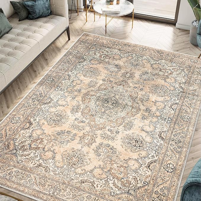 Keen Home Design 3x5 Rug - Machine Washable Entry Rug with Non-Slip Backing, Ideal for Enteryway, Kitchen, Bathroom, Laundry Room - Vintage, Easy Clean, Durable, Low Pile - (3' x 5')