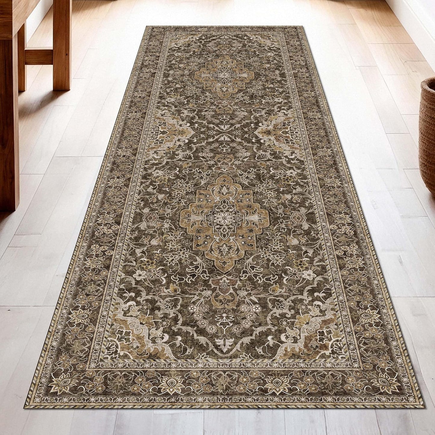 Washable Runner Rug 2x6 | Non Slip Rug Runners for Hallways, Entryways, Kitchens, Bathrooms, Bedrooms | Ultra-Soft Flannel Carpet Runners with Rubber Backing (Dark Sage, 2x6)