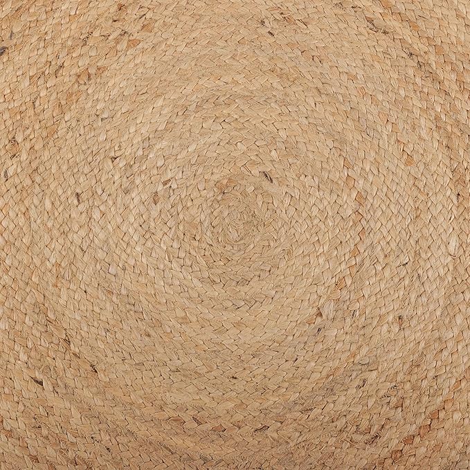REDEARTH · Round Area Rug - Hand Woven Braided 100% Natural Jute - Artisan Made Reversible Boho Jute Rugs for Bedroom - Kitchen - Living Room - Farmhouse - Aesthetic Home Decor (8' Feet - Natural)