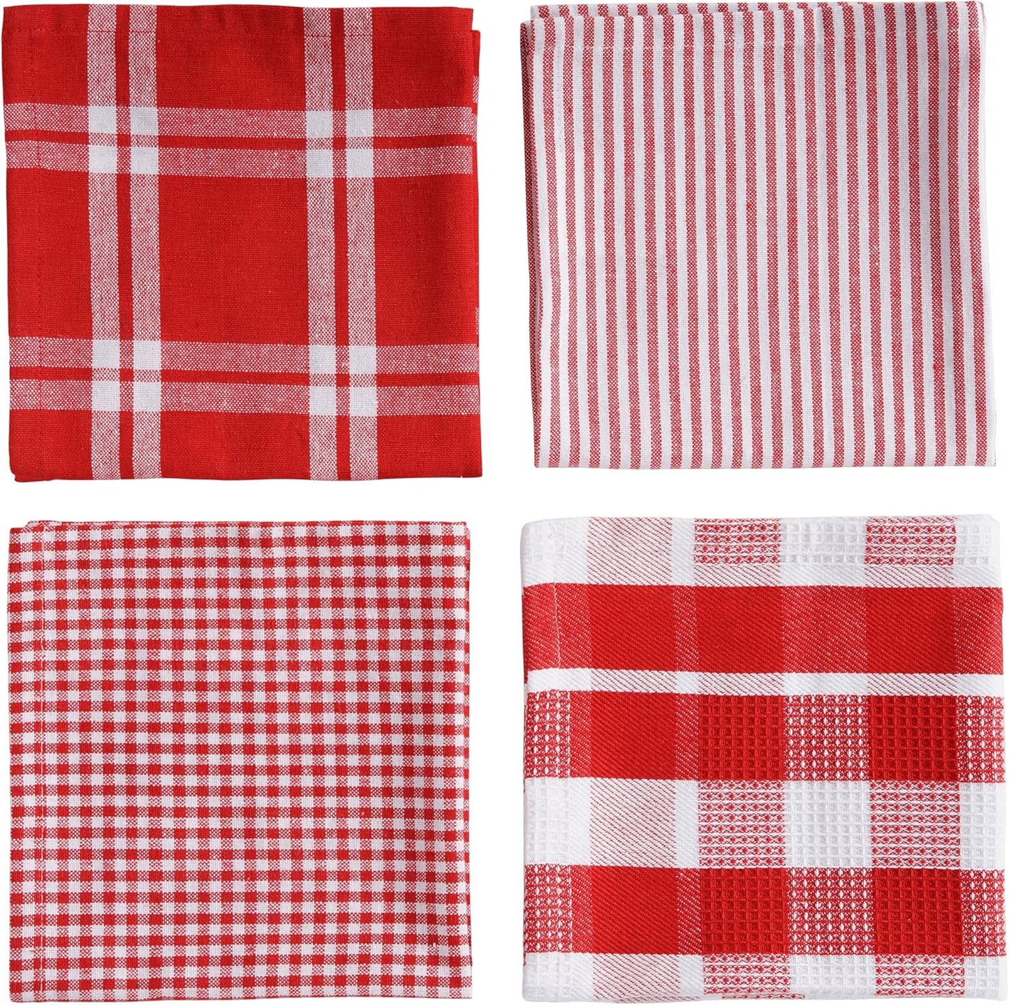 LANE LINEN 100% Cotton Kitchen Dish Cloths, Ultra Soft Absorbent Quick Drying Dish Towels, Multiweave Wash Cloths Dish Towel Sets, 13x13 Inches, 12 Pack - Red