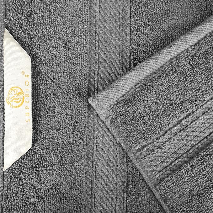 Superior Egyptian Cotton Pile 10 Piece Towel Set, Includes 2 Bath, 4 Hand, 4 Face Towels/Washcloths, Ultra Soft Luxury Towels, Thick Plush Essentials, Guest Bath, Spa, Hotel Bathroom, Charcoal