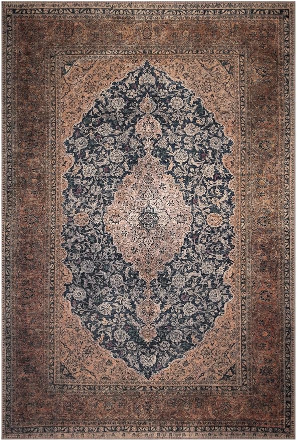 Keen Home Design 6x9 Rug - Machine Washable Area Rug with Non-Slip Backing, Ideal for Living Room, Dining Room, Bedroom - Vintage, Easy Clean, Durable, Low Pile Rug - (6' x 9')