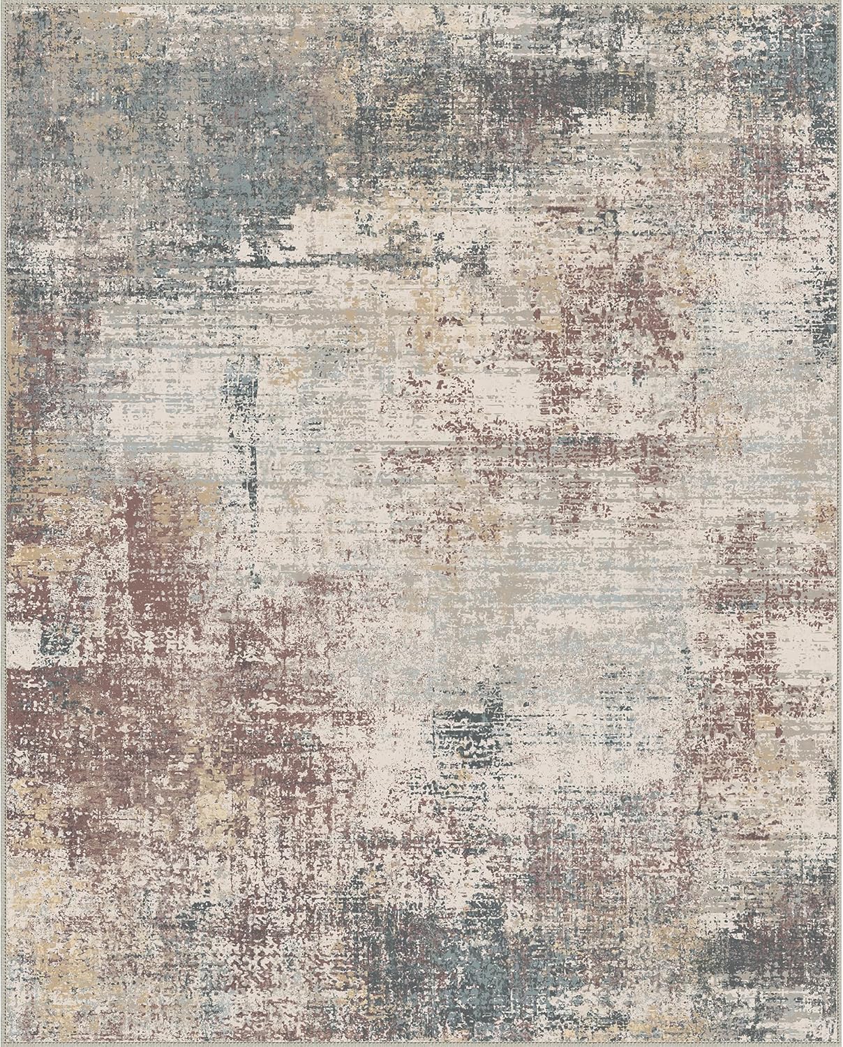 Area Rugs 8x10 Machine Washable Rug for Bedroom Living Room Dining Room, Large Modern Abstract Soft Rugs, Indoor Low Pile Carpet with Non Slip Rubber Backing, Abstract Light Colorful