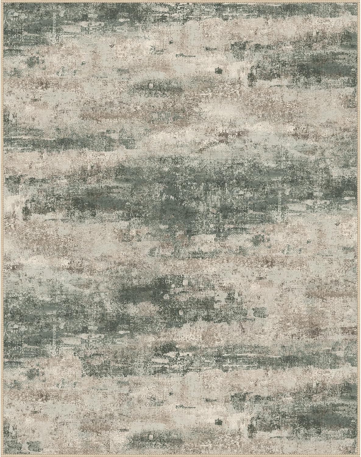 Area Rugs 10x12 for Living Room Bedroom, Modern Abstract Machine Washable Rug, Large Soft Low Pile Floor Cover with Non Slip Backing for Dining Room, Muted Green/Beige