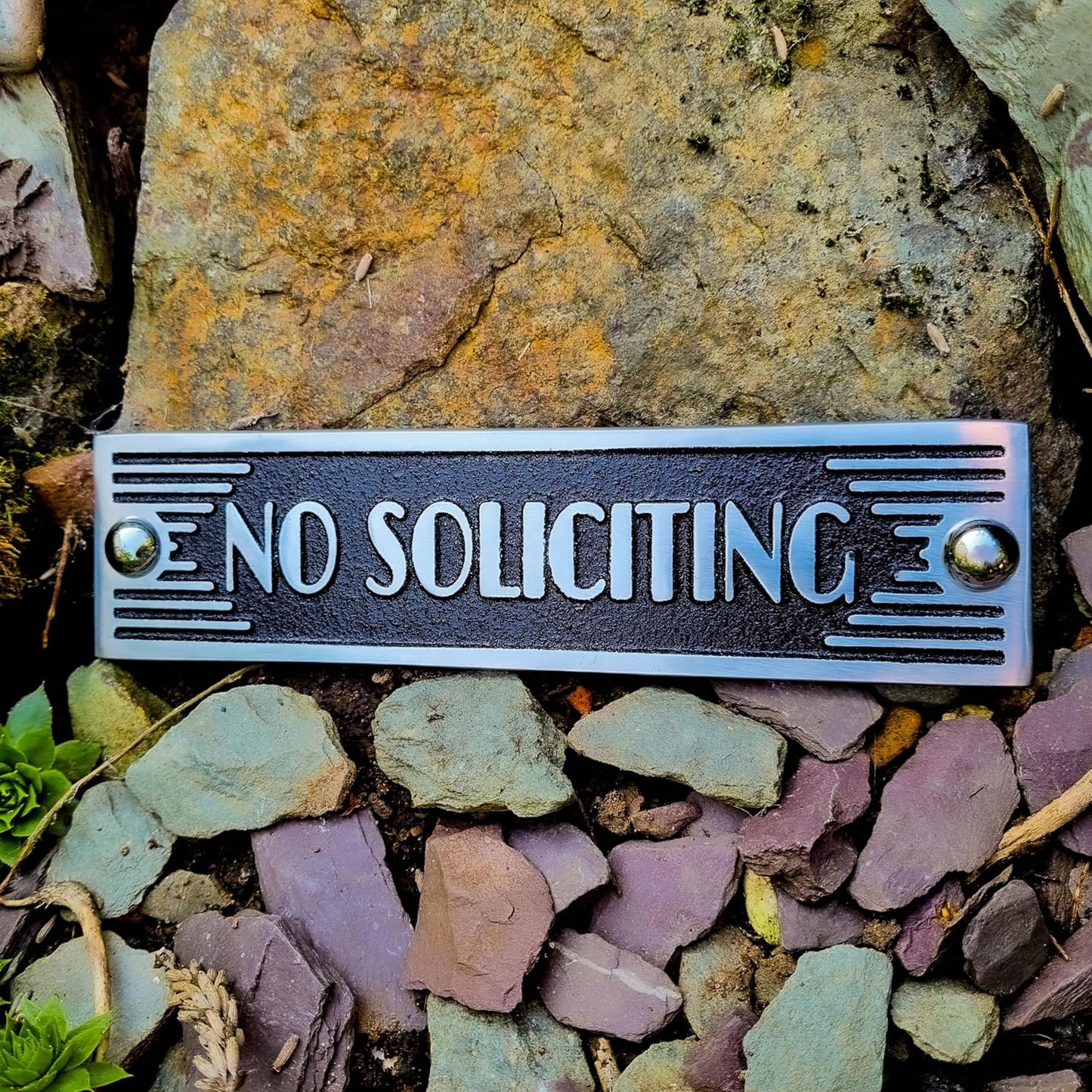 The Metal Foundry No Soliciting Metal Door Sign. Art Deco Style Home Décor Accessories Door Or Wall Aluminium Plaque. Handmade In England.