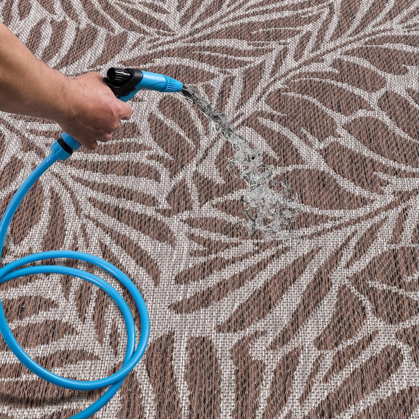 Keen Home Design Terrace Outdoor Round Rug - 8ft Round Washable Indoor/Outdoor Rug for Patio, Kitchen, Balcony, Beach, Garden, Deck and Porch, Size: 7'7" Round