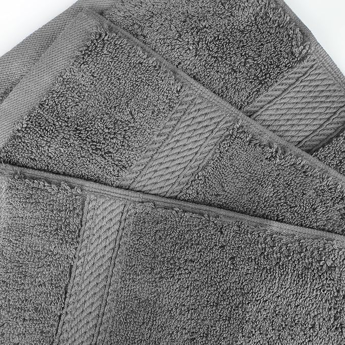Superior Egyptian Cotton Pile 10 Piece Towel Set, Includes 2 Bath, 4 Hand, 4 Face Towels/Washcloths, Ultra Soft Luxury Towels, Thick Plush Essentials, Guest Bath, Spa, Hotel Bathroom, Charcoal